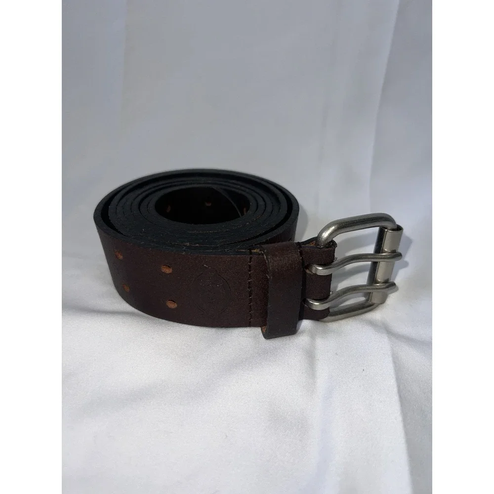Dickies Men's Brown Leather Two-Pronged Belt Size 50-52 3x